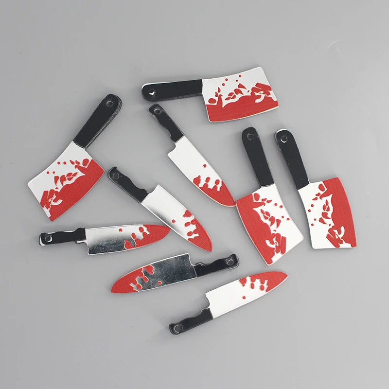 10pcs Double Sided Acrylic Bloody Halloween Dagger Charms for Jewelry Making
