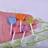 10pcs Heart Lollipop Resin Charms for Jewelry Making