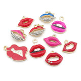 20Pcs Red Lips Mouth Charms Pendant for DIY Jewelry Making