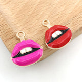 20Pcs Red Lips Mouth Charms Pendant for DIY Jewelry Making