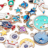 20pcs Space Astronaut Enamel Charms for DIY Jewelry Making