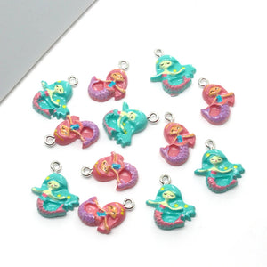 20pcs Mini Mermaid Resin Earring Charms for DIY Jewelry Making F167