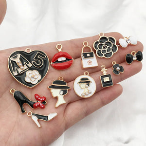 23pcs Lady Shoes Enamel Charms Pendants for DIY Jewelry Making