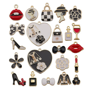 23pcs Lady Shoes Enamel Charms Pendants for DIY Jewelry Making