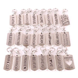 24pcs Geometric Letter Words Metal Charms for DIY Jewelry Making