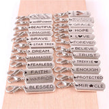 24pcs Geometric Letter Words Metal Charms for DIY Jewelry Making