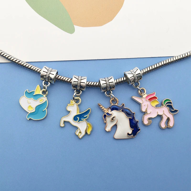 27pcs Enamel Unicorn Charms Colorful Animal Pendants DIY Jewelry Making