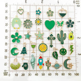 30pcs Green Enamel Dangle Charms for DIY Jewelry Making
