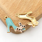 32pcs 4 Colors Mini Enamel High Heels Charms for DIY Jewelry Making