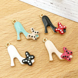 32pcs 4 Colors Mini Enamel High Heels Charms for DIY Jewelry Making