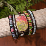 Boho Beadwork Chain Bracelet for Women Leather Wrap Bracelet