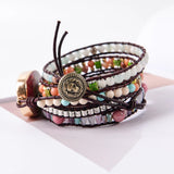 Boho Beadwork Chain Bracelet for Women Leather Wrap Bracelet