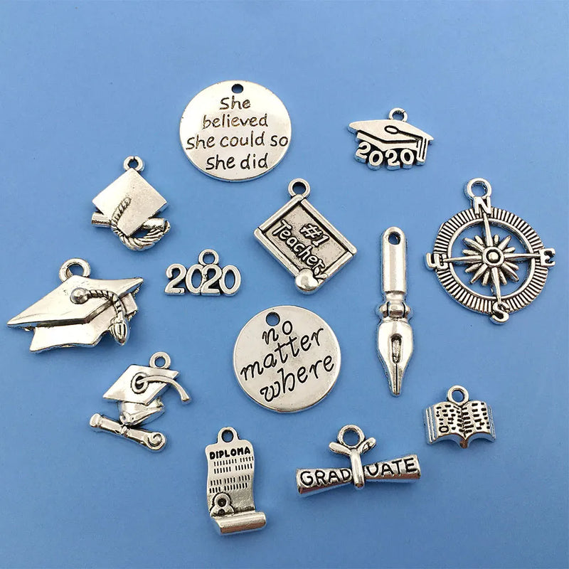 50pcs Graduation Cap Diploma Charms for DIY Jewelry Making Accessory