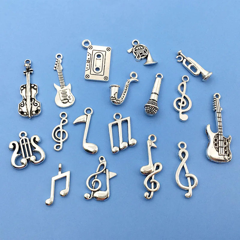 50pcs Music Notes Charms Metal Pendants for Jewelry Making DIY