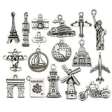 50pcs Travel Charms Tibetan Silver Pendants DIY Jewelry Findings