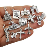50pcs Travel Charms Tibetan Silver Pendants DIY Jewelry Findings