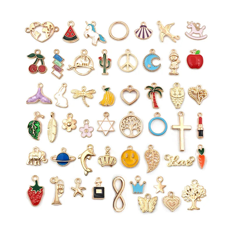 50pcs Enamel Charms for Earrings Bracelets DIY Jewelry Making