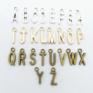 520pcs Alphabet Letter Pendant Tibetan Silver Charms for Bracelet Necklace DIY