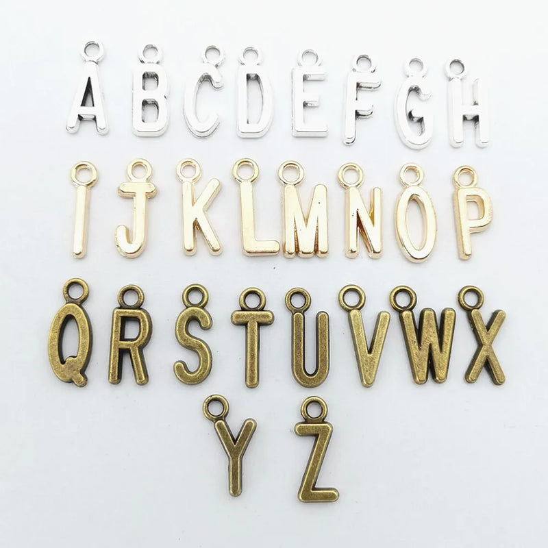 520pcs Alphabet Letter Pendant Tibetan Silver Charms for Bracelet Necklace DIY