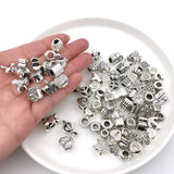 55pcs 55 Styles Alloy European Spacer Beads Charms DIY Bracelets Necklaces