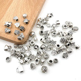 55pcs 55 Styles Alloy European Spacer Beads Charms DIY Bracelets Necklaces