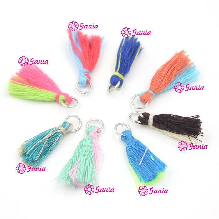 8 Satin Silk 2 Tone Mix Tassel 30mm Tassel Charm Jewelry Bracelet Earring