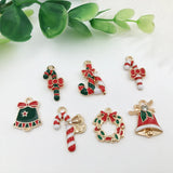 Alloy Enamel Elk Bell Snowflake Christmas Charm for Jewelry Making