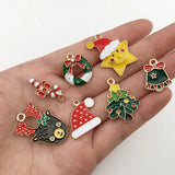 Alloy Enamel Elk Bell Snowflake Christmas Charm for Jewelry Making