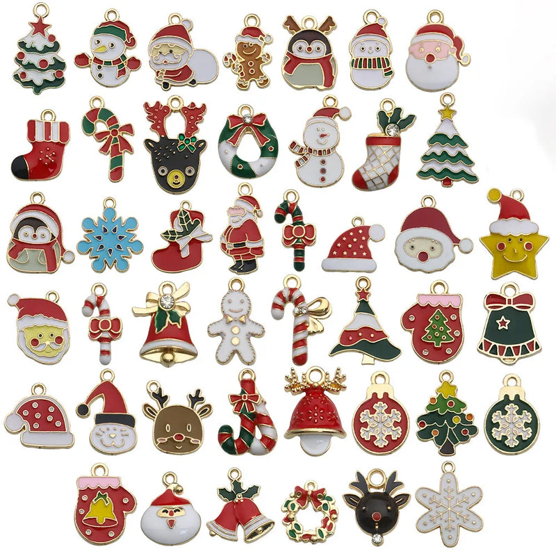 Alloy Enamel Elk Bell Snowflake Christmas Charm for Jewelry Making