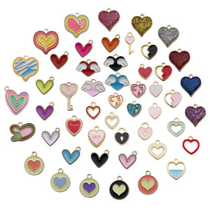Enamel Love Heart Charm for DIY Jewelry Making Keychain Necklace