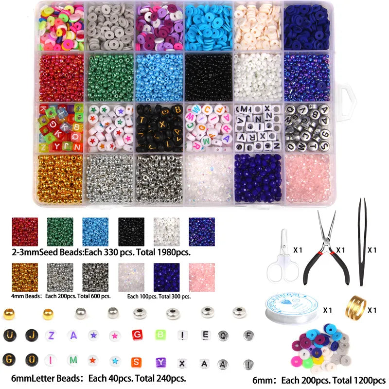 DIY Beads Kit for Bracelet Necklace Letter Heart Charms