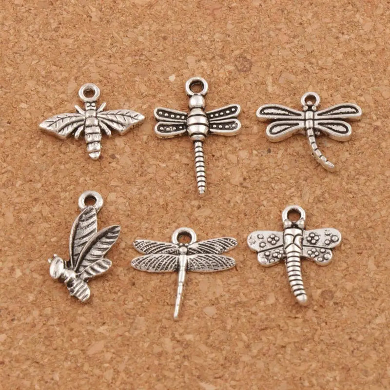 Bee Dragonfly Insect Charm Beads 24pcs Pendant for DIY Jewelry