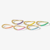 Colorful CZ Neon Enamel Slim Stacking Band Rings for Women