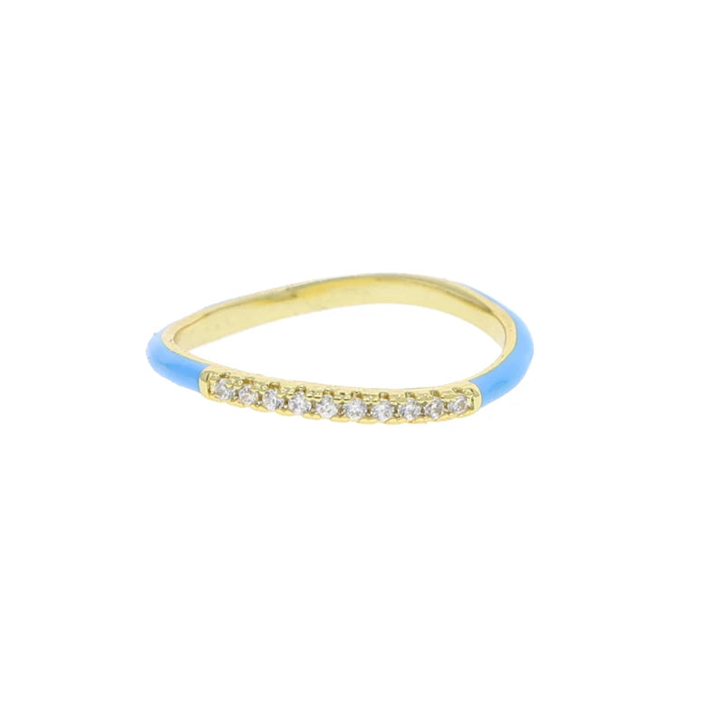 Colorful CZ Neon Enamel Slim Stacking Band Rings for Women