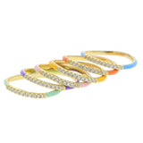 Colorful CZ Neon Enamel Slim Stacking Band Rings for Women