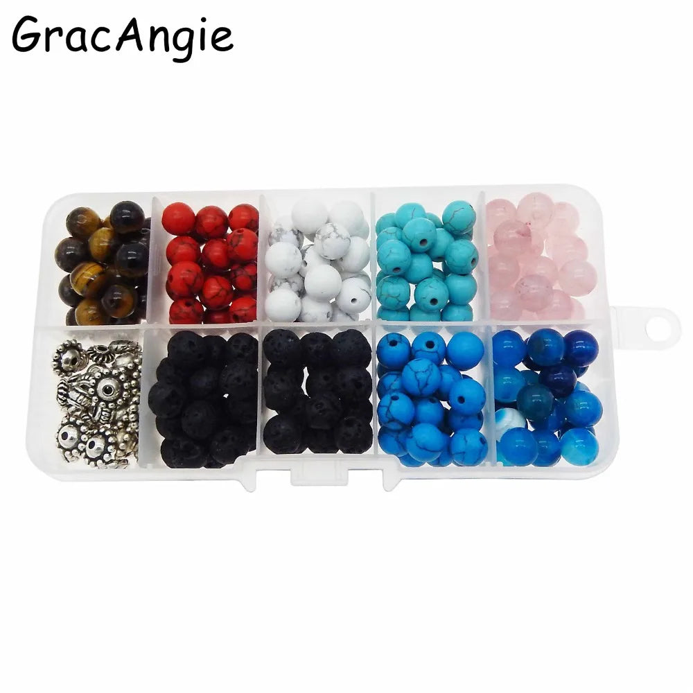 275pcs DIY Jewelry Findings Beads+Plastic Box+Cords+Caps