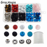 275pcs DIY Jewelry Findings Beads+Plastic Box+Cords+Caps