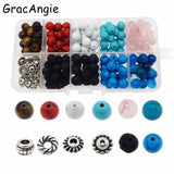275pcs DIY Jewelry Findings Beads+Plastic Box+Cords+Caps
