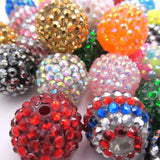 50Pcs 20mm Chunky Resin Rhinestone Ball Beads DIY Bubblegum Necklace Bracelet
