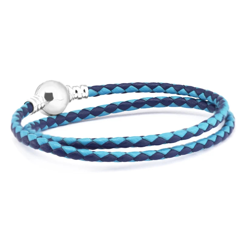 Leather Bracelet with Round Clasp for DIY Jewelry Making