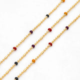Enamel Bead Chains, Plated Brass, 1.2mm Chain w/ 2mm Beads
