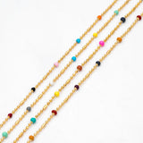 Enamel Bead Chains, Plated Brass, 1.2mm Chain w/ 2mm Beads