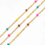 Enamel Bead Chains, Plated Brass, 1.2mm Chain w/ 2mm Beads