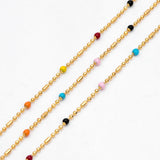 Enamel Bead Chains, Plated Brass, 1.2mm Chain w/ 2mm Beads