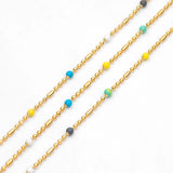 Enamel Bead Chains, Plated Brass, 1.2mm Chain w/ 2mm Beads