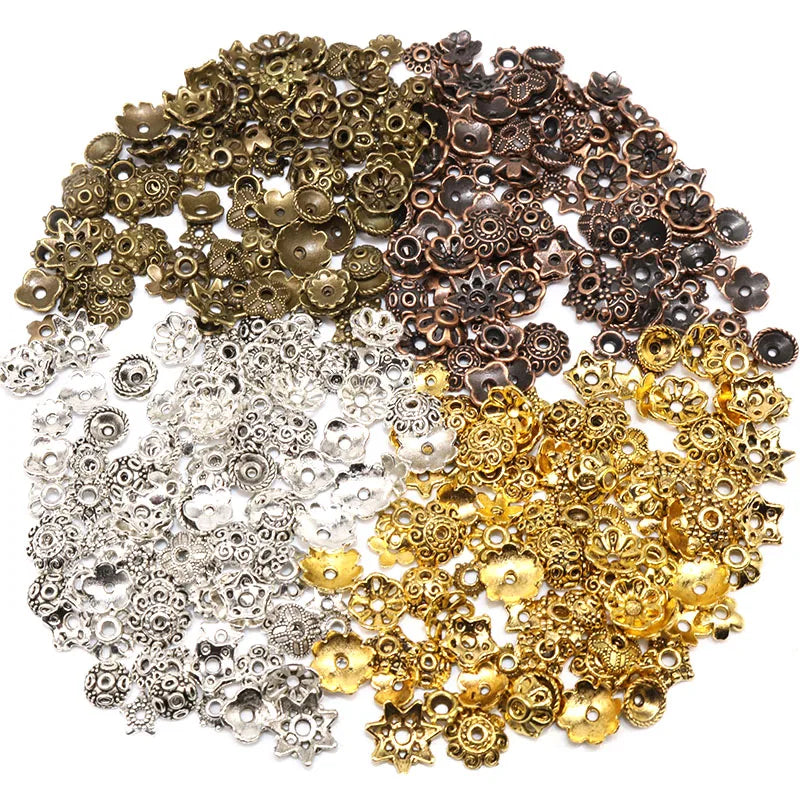 Flower Bead Caps Small Sizes Silver Plated End Caps 100/200pcs