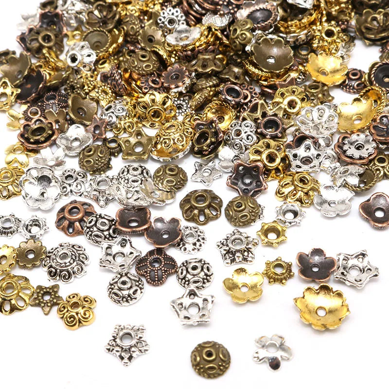 Flower Bead Caps Small Sizes Silver Plated End Caps 100/200pcs