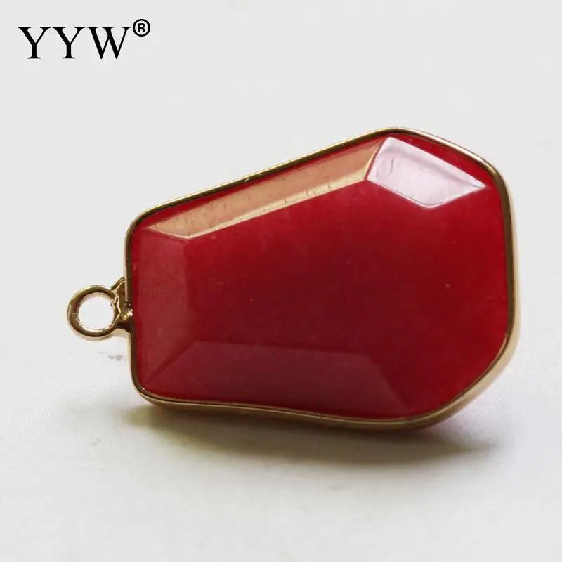 Gemstone Pendants Jewelry with Brass Plated Unisex DIY Making