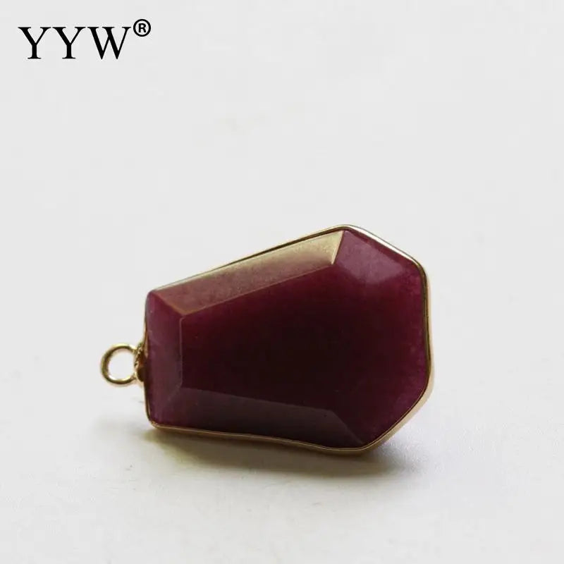 Gemstone Pendants Jewelry with Brass Plated Unisex DIY Making