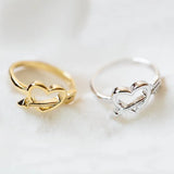Ancient Cupid Arrow Heart Ring Women Girl Lover Lucky Jewelry